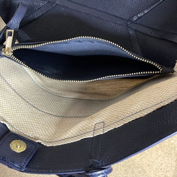 Amanda Blu shoulder bag. Navy & tan strip. Small pouch inside. Cute for Spring! - Picture 5 of 11